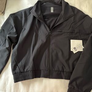 Beyond Yoga Black Cropped lightweight Jacket with Zip Detail